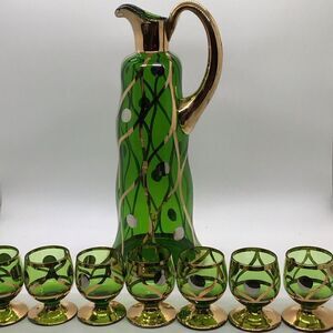 Vintage Venetian glass decanter and cordial/shot glasses
